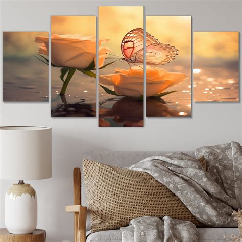 Ivy Bronx Butterfly On Pink Rose During Sunrise I - Animals Butterfly