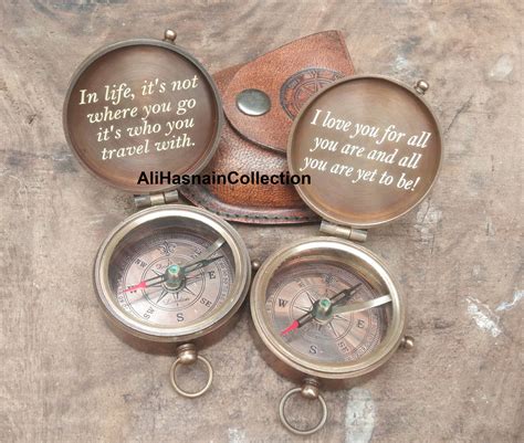 Set Of 2 Compasses Personalized Compass Custom Engraving Etsy