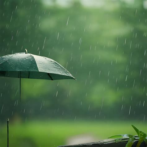 An umbrella in the rain with the rain falling on it | Premium AI ...