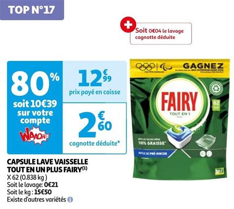 Capsule Lave Vaisselle Tout En Un Plus Fairy Promotie Bij Auchan