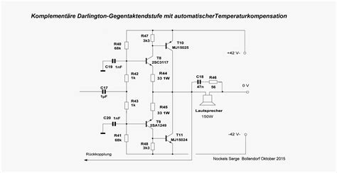 Komplementärer Darlington Gegentaktverstärker Röhrenmusik