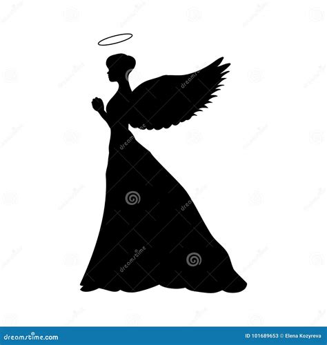 Angel Silhouette Christmas Religious Christian Stock Vector