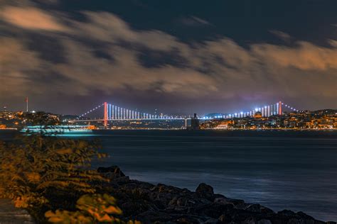 Scenic View of Illuminated Bosphorus Bridge · Free Stock Photo