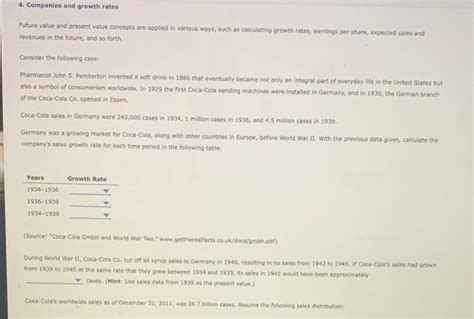 Solved Companies And Growth Rates Future Value And Chegg