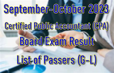 Cpa Board Exam Result September October 2023 List Of Passers G L