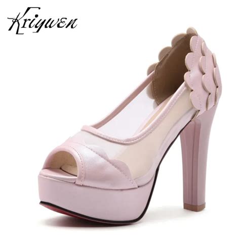 Woman Pumps Peep Toe Extreme High Heels Gauze Fashion Women Shoes Party Wedding Bridal Stilettos