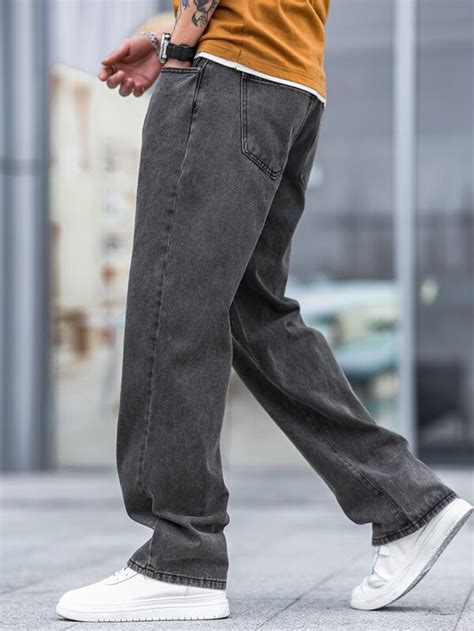 Manfinity Hypemode Men Cotton Slant Pocket Straight Leg Jeans Shein Usa