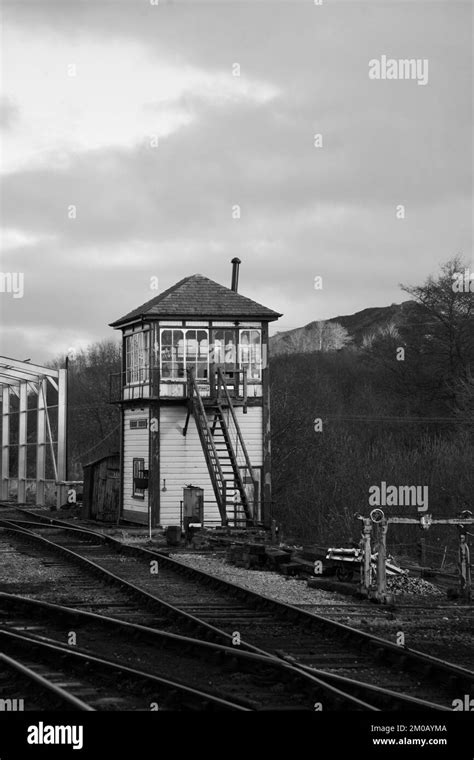 A view of the old signal box at Embsay Railway Station, Embsay, Skipton ...