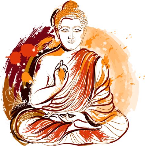 Painted Illustration Buddhism Vector Buddha Lord Gautama Buddha Art