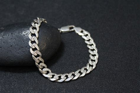 Sterling Silver Curb Link Bracelet Heavy Men S Sterling Silver