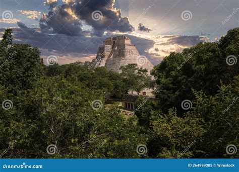 Pyramid Of The Magician Uxmal Mexico Stock Photography