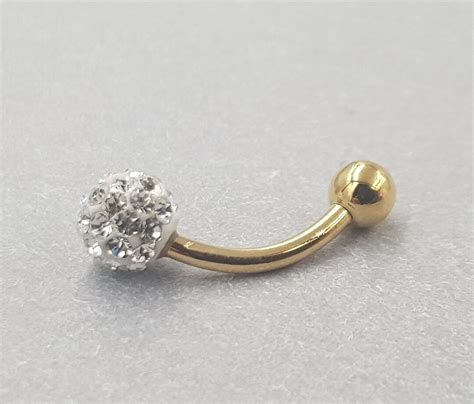 Gold Belly Piercing Gold Belly Bar Belly Button Piercing In 18k Gold