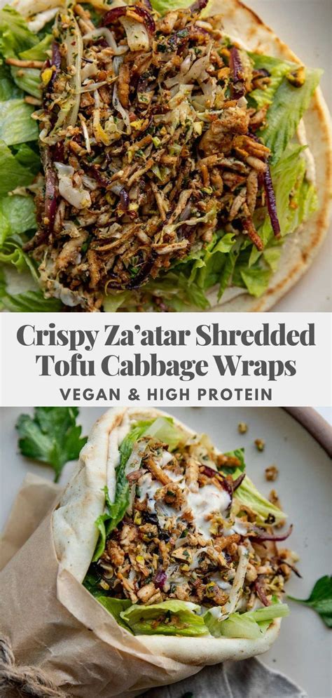 Crispy Za Atar Shredded Tofu Cabbage Wraps Plant Based RD Recipe