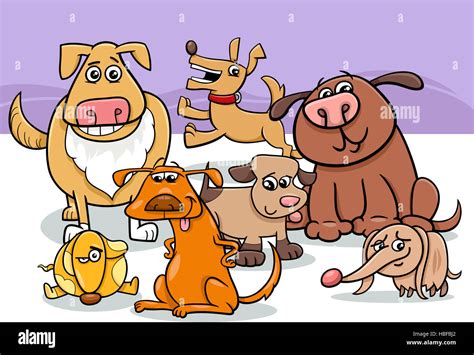 dogs group cartoon illustration Stock Photo - Alamy