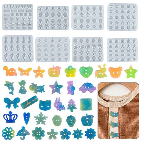 8 Styles Button Silicone Molddiy Button Makingclothes Button Resin