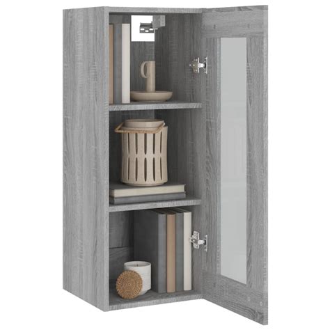 DIOCHE Armoire Murale Suspendue Sonoma Gris 34 5x34x90 Cm YW Tech