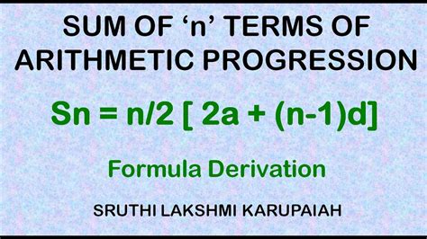 Arithmetic Progression Class 10 Formula Derivation Sum Of First N