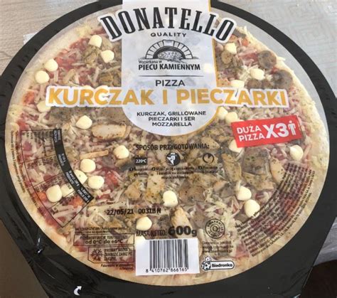 Pizza Kurczak I Pieczarki Donatello Kalorie Kj I Warto Ci Od Ywcze