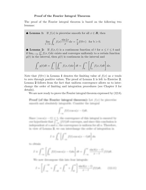 SOLUTION Fourier Integral Theorem Studypool