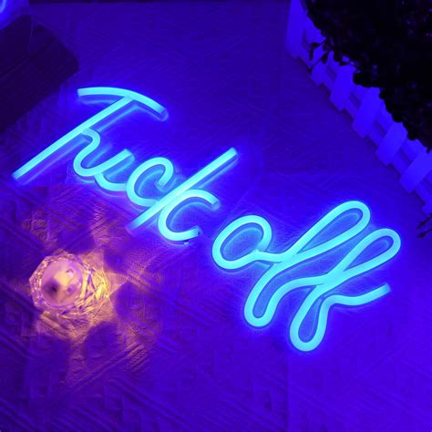 Wiosoul Letreros De Ne N Con Texto En Ingl S Fuck Off Letras Azules Para Decoraci N De Pared
