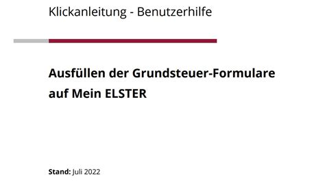 Ausf Llen Der Grundsteuer Formulare Auf Mein Elster Handbuch Im Pdf