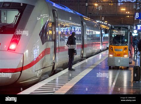 10 January 2024 Hesse Frankfurt Main A Train Attendant Stands On The