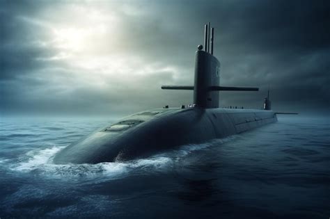 Premium AI Image | a nuclear submarine moving underwater