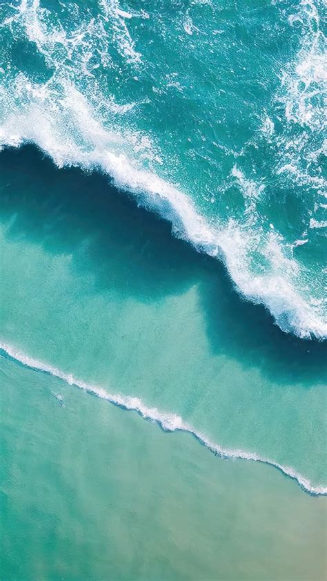 Beach Ocean Waves Aerial View Scenery Hd Phone Wallpaper Rare