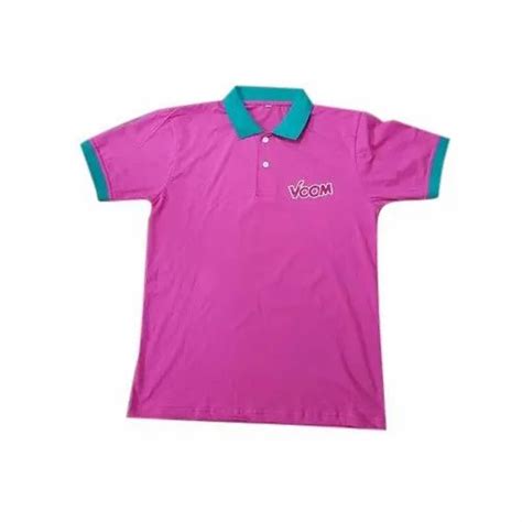 Pink Cotton Promotional And Corporate Designer Polo Neck T Shirt Half