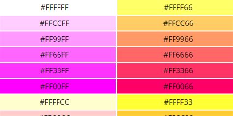 Web Safe Colors 216 Hex Color Code Chart Reference