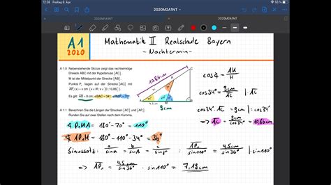 A1 2020 Zweig 2 3 l Abschlussprüfung Mathematik Realschule