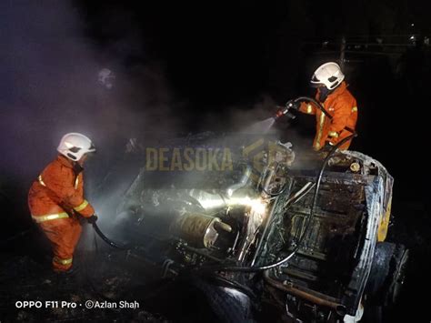 Lelaki Terselamat Kereta Terbabas Sebelum Terbakar DEASOKA