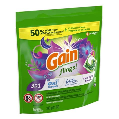 Gain Flings Liquid Laundry Detergent Soap Pacs 3 In 1 Oxi Boost