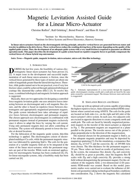 Pdf Magnetic Levitation Assisted Guide For A Linear Micro Actuator