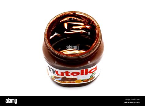 Nutella Jar Hazelnut Spread With Cocoa Produced By Ferrero Stock Photo