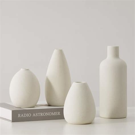 Cemabt White Ceramic Vase Set Small Vases For Flowers Unique Flower