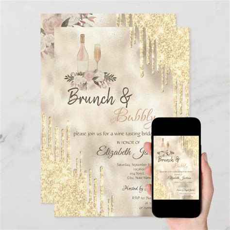 Gold Drips Brunch And Bubbly Bridal Shower Invitation Zazzle