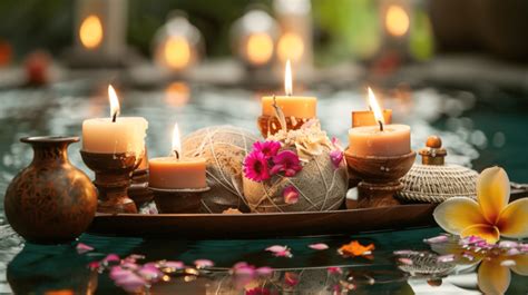 Compress Ball With Thai Herbal And Flower Candles Spa Concept