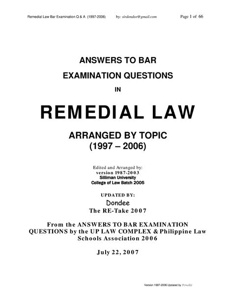 Bar Questions And Answers Remedial Law Answers To Bar Examination