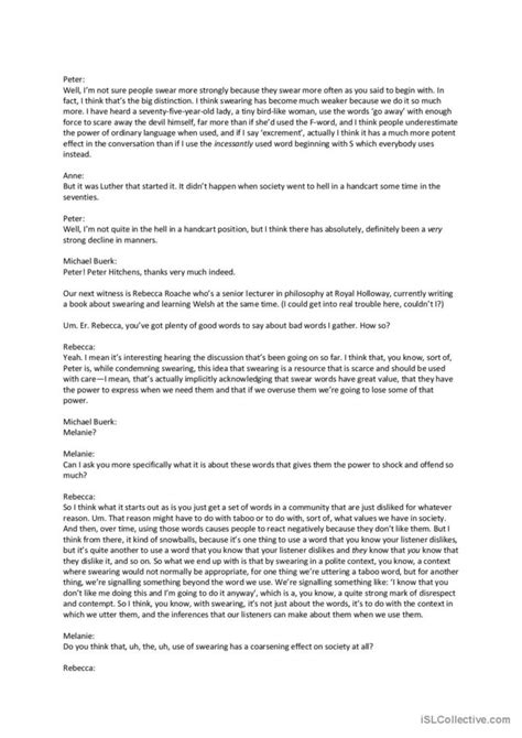 Moral Maze Transcript General Vocabu English ESL Worksheets Pdf Doc