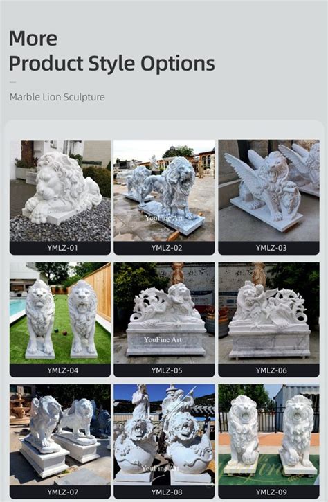 Hot Design Marble Lying Lion Statue In Pair Garden Decor