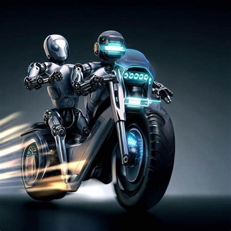 Premium Ai Image Two Artificial Intelligence Robots Riding A Motorcycle