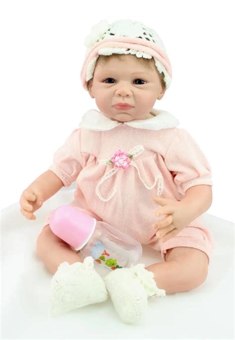 About 55cm Silicone reborn baby dolls accompany sleep baby doll handmade lifelike New year gift ...