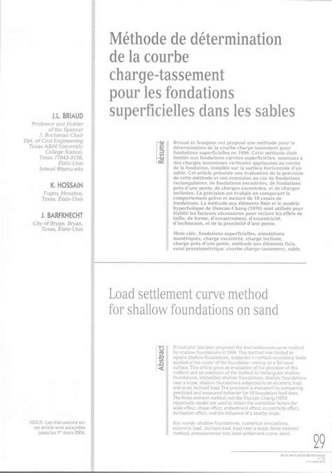 Pdf M Thode De D Termination De La Courbe Charge Tassement Pdf