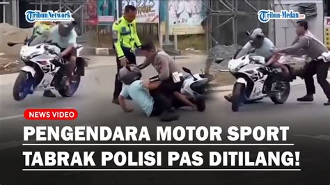 Viral Detik Detik Pengendara Motor Sport Tabrak Polisi Gegara Takut