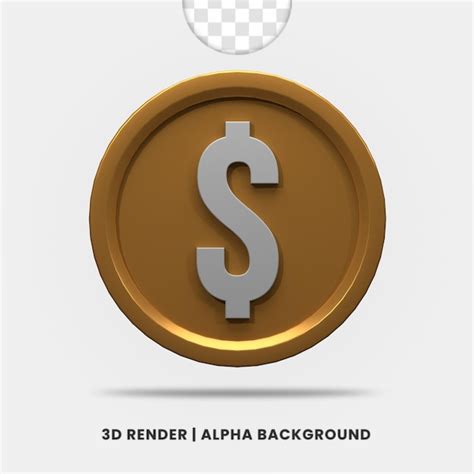 Premium Psd 3d Rendering Of Golden Dollar Coin Isolated Useful For