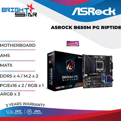 Motherboard Asrock B650m Pg Riptide Am5 Matx Ddr5 X 4 M2 X 2