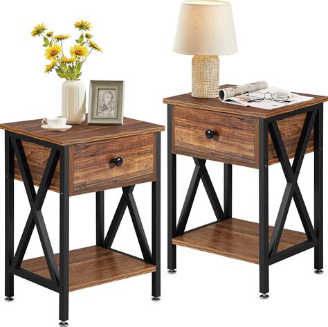 Vecelo Nightstands Set Of Modern Bedside End Tables Night Stands