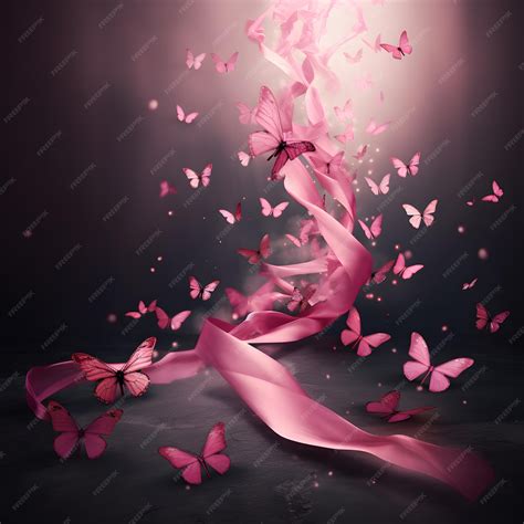 Premium Ai Image A Pink Ribbon Transforming Into A Trail Of