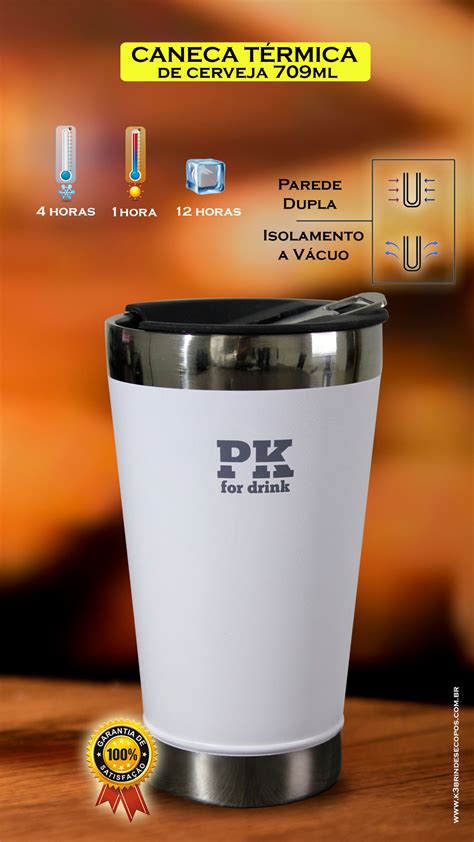 Copo T Rmico Branco Tampa Para Cerveja Gelada Chopp Festa Ml Mod